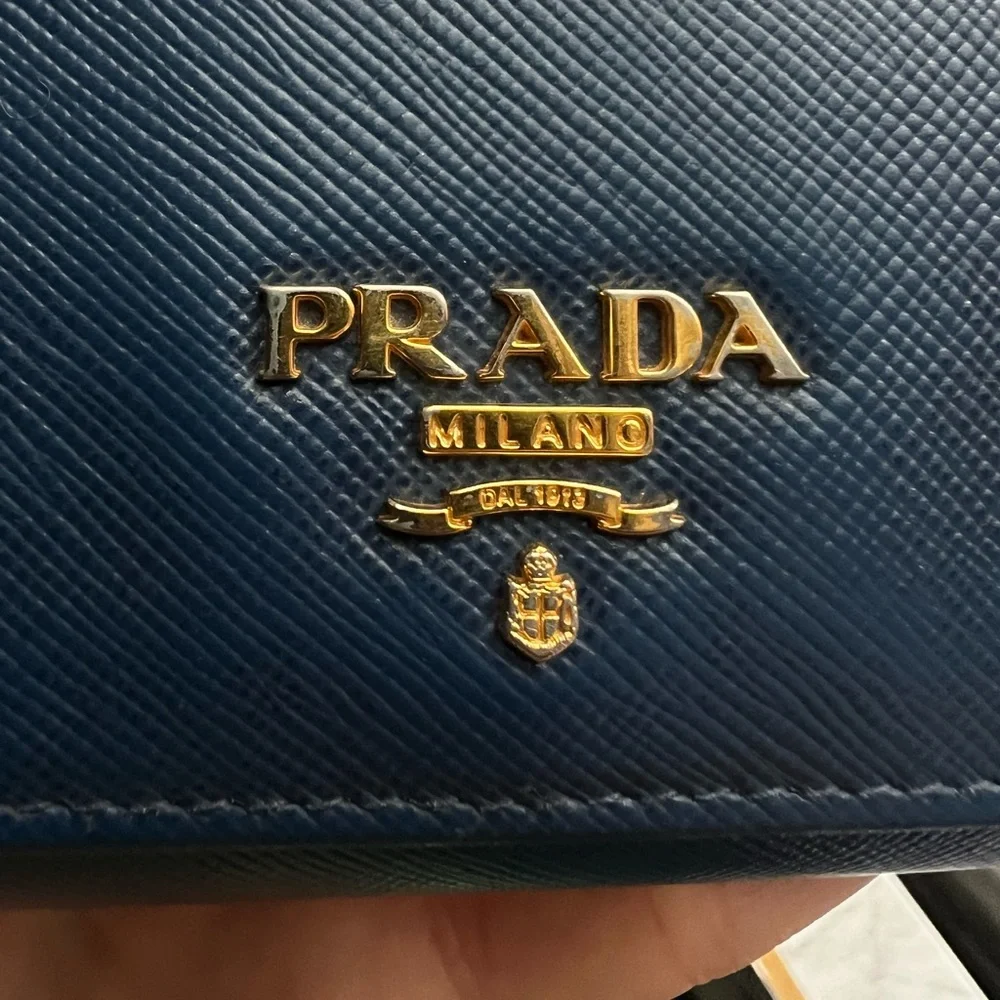 Authentic Prada Continental Wallet with Removable Card Sleeve - Navy Blue - Picture 8 of 13